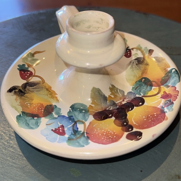 VINTAGE PIER 1 Chamberstick Candle Holder W/Handle Hand Painted - Italy. (ST 1) - Picture 2 of 4